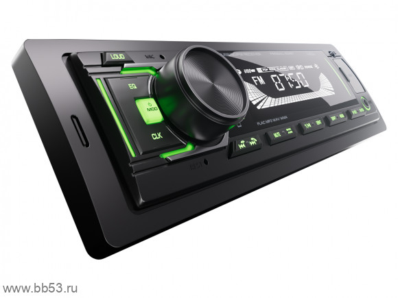 AURA AMH-204BT [12-24V/без CD/BT/mp3/USB/SD/EQ/1 RCA sub control/зеленая подсветка/несъемная панель]