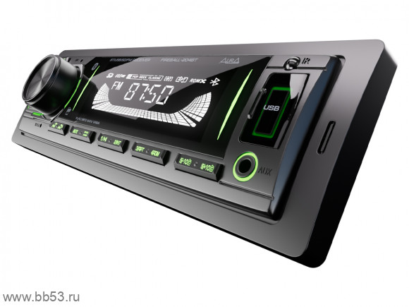 AURA AMH-204BT [12-24V/без CD/BT/mp3/USB/SD/EQ/1 RCA sub control/зеленая подсветка/несъемная панель]