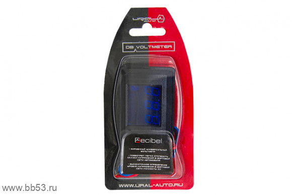 Ural DB Voltmeter [вольтметр автомобильный с управляющим проводом/3 символа/белый]