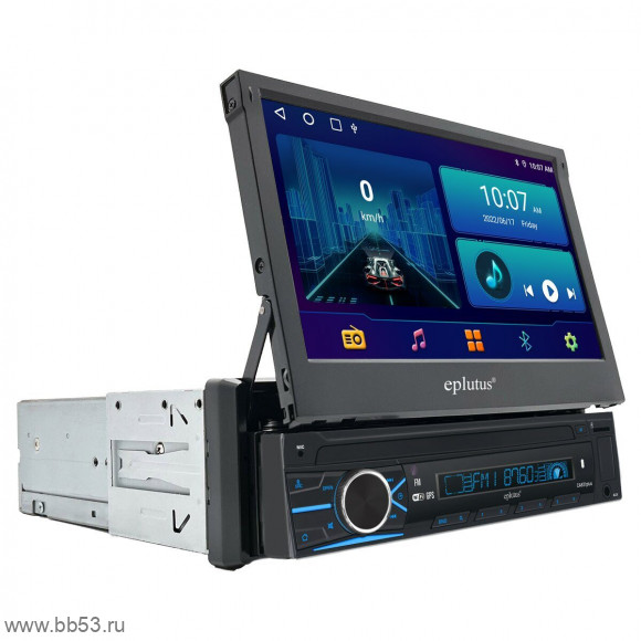 Eplutus CA831 MAX [1DIN 7" HD сенс. выдвижной/4 ядра+4Gb+64Gb/FLAC/ANDROID10/BT/USB/WiFi/GPS]