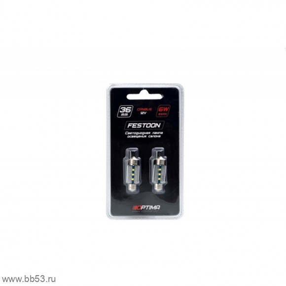 Лампа светодиодная 11-36 Optima Premium Festoon PHILIPS CAN (SV8,5), 3W, 5100K, салонная, 12v