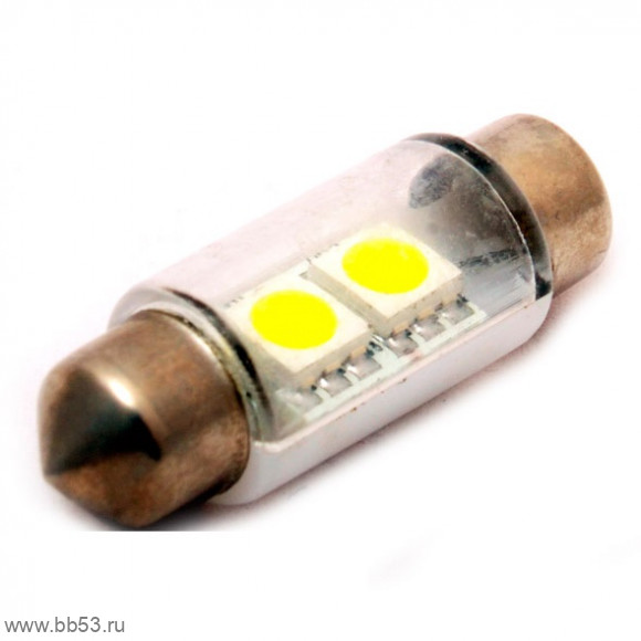 Лампа светодиодная 11-38 (SV8,5) LEDO 2 SMD диода, салонная, 12v Лампа светодиодная 11-38 (SV8,5) LEDO 2 SMD диода, салонная, 12v