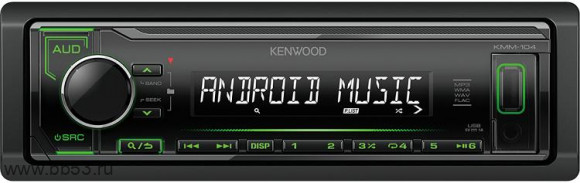 Kenwood KMM-104GY [без CD/mp3/front USB/AUX/EQ/1 RCA/зеленая подсветка/съемная панель]