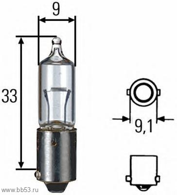 Автолампа H10W (BA9s) 10W 12V Bosch