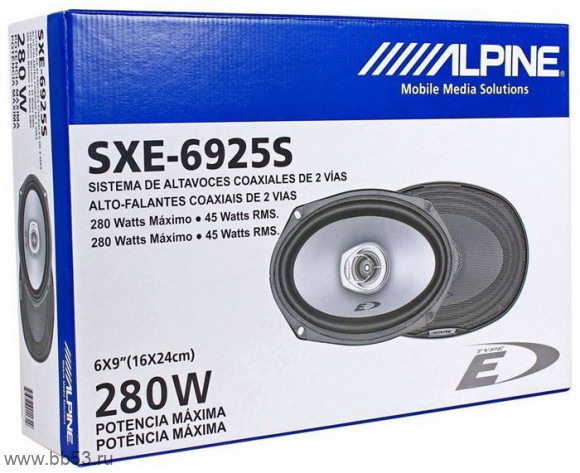 Alpine SXE-6925S [6"x9"/2х полосн.коакс./45Вт ном./280Вт макс./92Дб/4 Ом/40 - 20000 Гц]