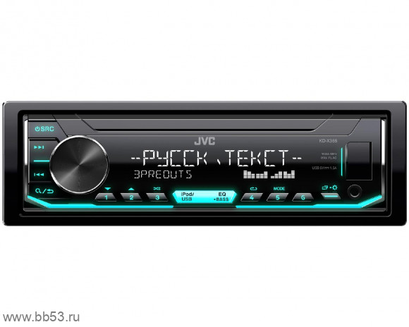 JVC KD-X355 [без CD/mp3/USB/FLAC/15EQ/3RCA sub control/USB 1.5A/ПРОЦЕССОР/любая подсветка]