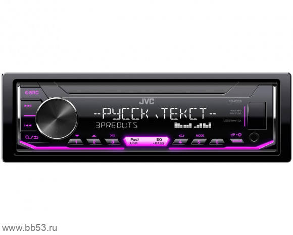 JVC KD-X355 [без CD/mp3/USB/FLAC/15EQ/3RCA sub control/USB 1.5A/ПРОЦЕССОР/любая подсветка]