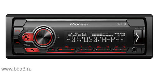 Pioneer MVH-S410BT [без CD/mp3/BT/front USB/2 RCA out/13EQ/красная подсв./2019]