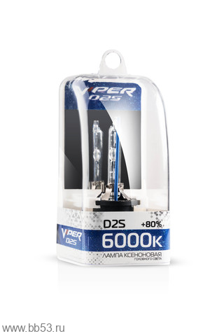 Ксенон лампа D2S 6000K (+80%) (VIPER)
