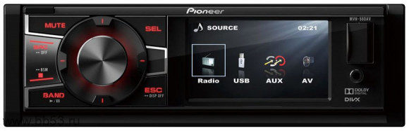 Pioneer MVH-580AV [без CD/mp3/video/USB/AUX in/EQ/2 RCA/красная подсветка]