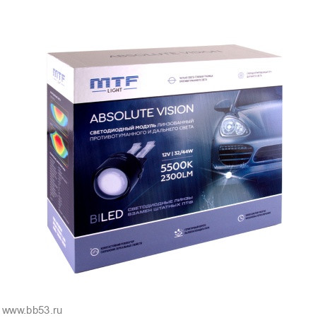 MTF Light серия ABSOLUTE VISION 3" Ford, Lada, Mitsubishi [светодиодные би-линзы В ПТФ 2 штуки]