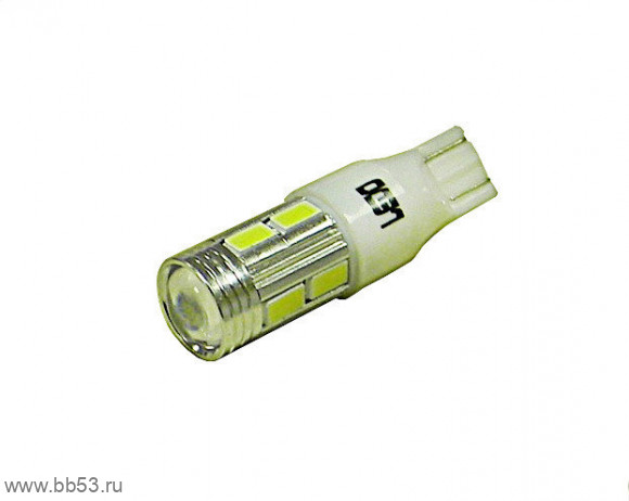 LEDO W16W T15 (1конт) 10SMD линза с обманкой, белая, 12-14v LEDO W16W T15 (1конт) 10SMD линза с обманкой, белая, 12-14v