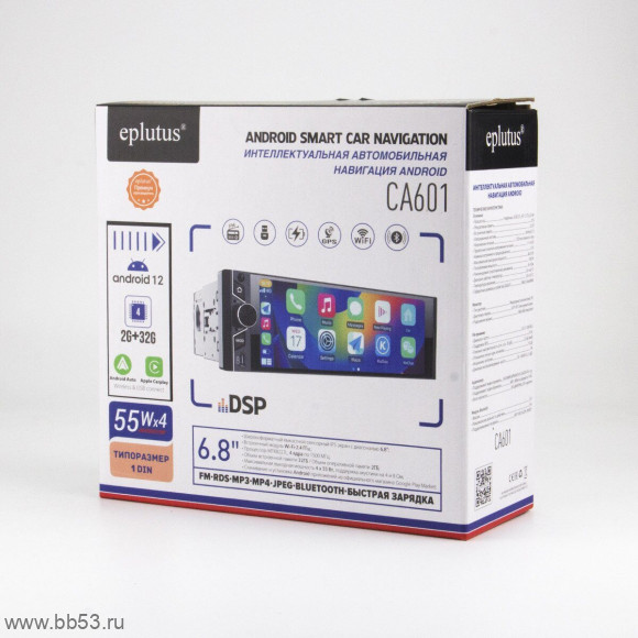 Eplutus CA601 [1DIN 6.8" сенсорный LCD/Android 12/4 ядра/2+32Gb/BT 5.0/USB/DSP]