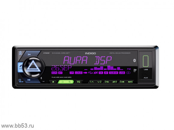 AURA INDIGO-876 DSP [без CD/BT/mp3/USB/SD/EQ/4 RCA sub control/пульт/8 канальный ПРОЦЕССОР]
