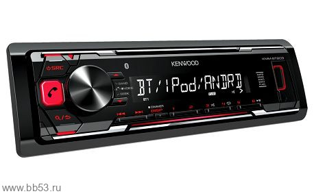 Kenwood KMM-BT203 [без CD/BT/mp3/front USB/EQ/1 RCA/красная подсветка/съемная панель/2017]