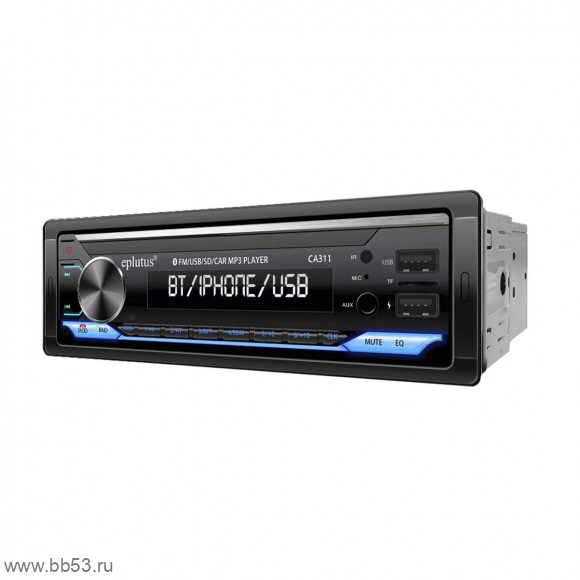Eplutus CA311 [12V/без CD/BT/mp3/FLAC/2 USB/SD/EQ/2 RCA sub control/пульт/несъемная панель]