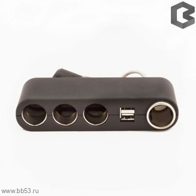 Разветвитель прикуривателя Intego C-06 черный 3 гнезда 2USB