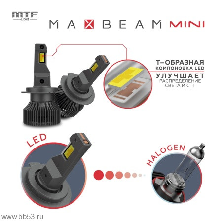 H4 MTF Light MaxBeam mini 2.0 CANBUS комплект светодиодных ламп CSP 3570/6000K/12V/45W/4500Lm/2шт. H4 MTF Light MaxBeam mini 2.0 CANBUS комплект светодиодных ламп CSP 3570/6000K/12V/45W/4500Lm/2шт.